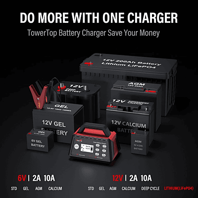 TOWER TOP 2/10AMP 6V/12V BATTERY CHARGER TOWER TOP 2/10AMP 6V/12V BATTERY CHARGER