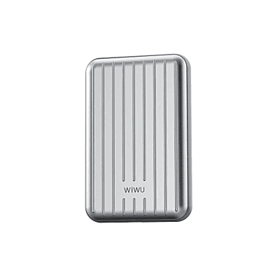 WiWU 5000mAh Magnetic Power Bank Portable Wilreless Fast Charging- Silver