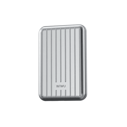 WiWU 5000mAh Magnetic Power Bank Portable Wilreless Fast Charging- Silver