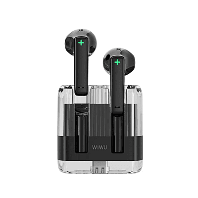 WiWU Transparent Wireless Bluetooth Earbuds T21 Ergonomic Semi earphone black WiWU Transparent Wireless Bluetooth Earbuds T21 Ergonomic Semi earphone black