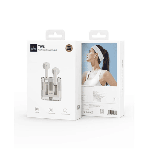 WiWU Transparent Wireless Bluetooth Earbuds T21 Ergonomic Semi earphone grey WiWU Transparent Wireless Bluetooth Earbuds T21 Ergonomic Semi earphone grey