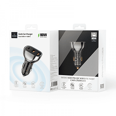 WIWU WI-QC013 90W PD+QC KIRSITE GEEK FAST CAR CHARGER DUAL USB+TYPE-C - BLACK WIWU WI-QC013 90W PD+QC KIRSITE GEEK FAST CAR CHARGER DUAL USB+TYPE-C - BLACK
