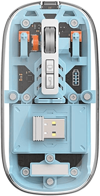 WM105 Crystal Transparent Magnatic Wireless Mouse, Dual-bluetooth +2.4G three-mode, Can connect three devices at the same time - Blue WM105 Crystal Transparent Magnatic Wireless Mouse, Dual-bluetooth +2.4G three-mode, Can connect three devices at the same time - Blue