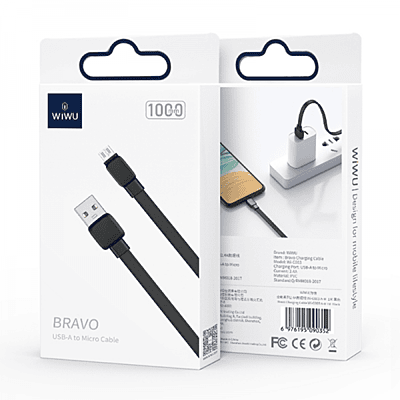WIWU WI-C003 BRAVO USB TO MICRO CHARGING CABLE 2.4A 1M - BLACK