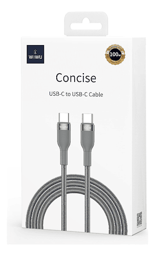 WIWU WI-C017 CC CONCISE 100W CABLE - USB-C TO USB-C CABLE 1.2M 100W-Grey WIWU WI-C017 CC CONCISE 100W CABLE - USB-C TO USB-C CABLE 1.2M 100W-Grey