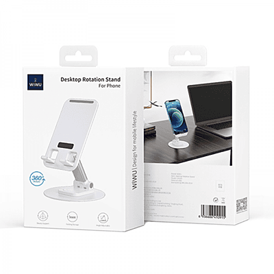 WIWU ZM109 DESKTOP ROTATION STAND FOR MOBILE PHONE AND TABLET - WHITE WIWU ZM109 DESKTOP ROTATION STAND FOR MOBILE PHONE AND TABLET - WHITE